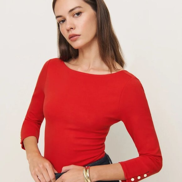 Reformation Jalen Knit Top Red - Size XS - Picture 1 of 8